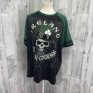 Lucky Tee Shirt Mens XL Ireland Skull Honor Courage 100% Cotton Short Sleeve Tee